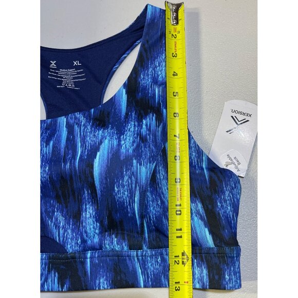 Xersion Womens Size XL Sports Bra Medium Support Adjustable Back Blue and Black - Picture 5 of 10